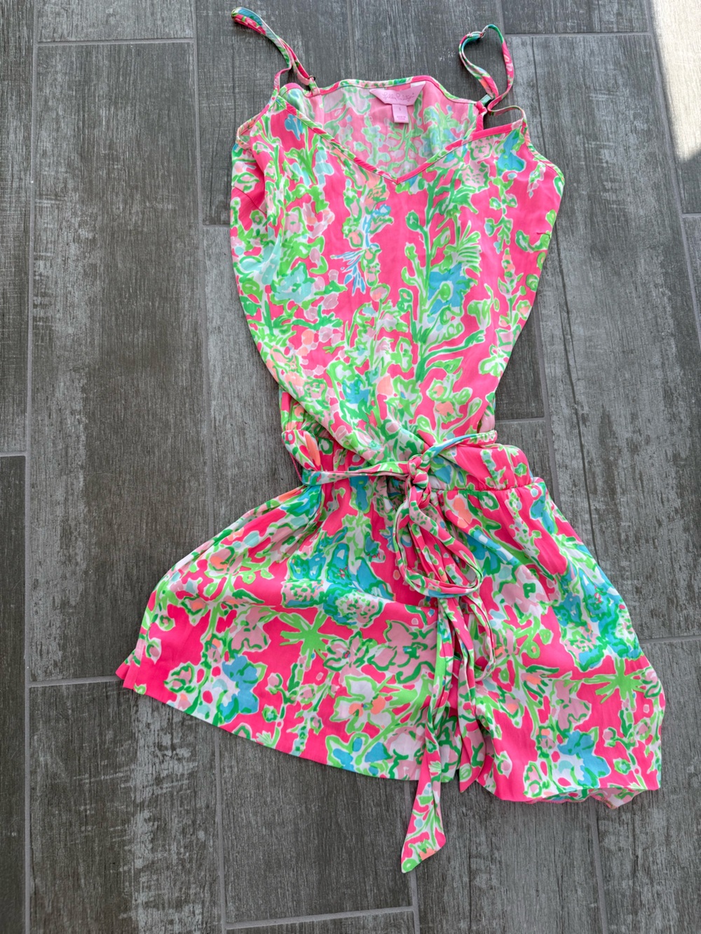Lilly Pulitzer Deanna Romper S Pink Green Floral Tropical Resort Vacation
